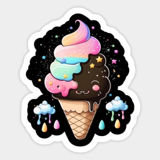 Ice Cream Cloud Stars Rainbow For Kawaii Ice Cream Lovers Sticker